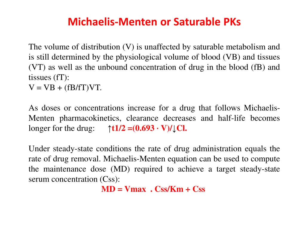 michaelis menten or saturable pks 2