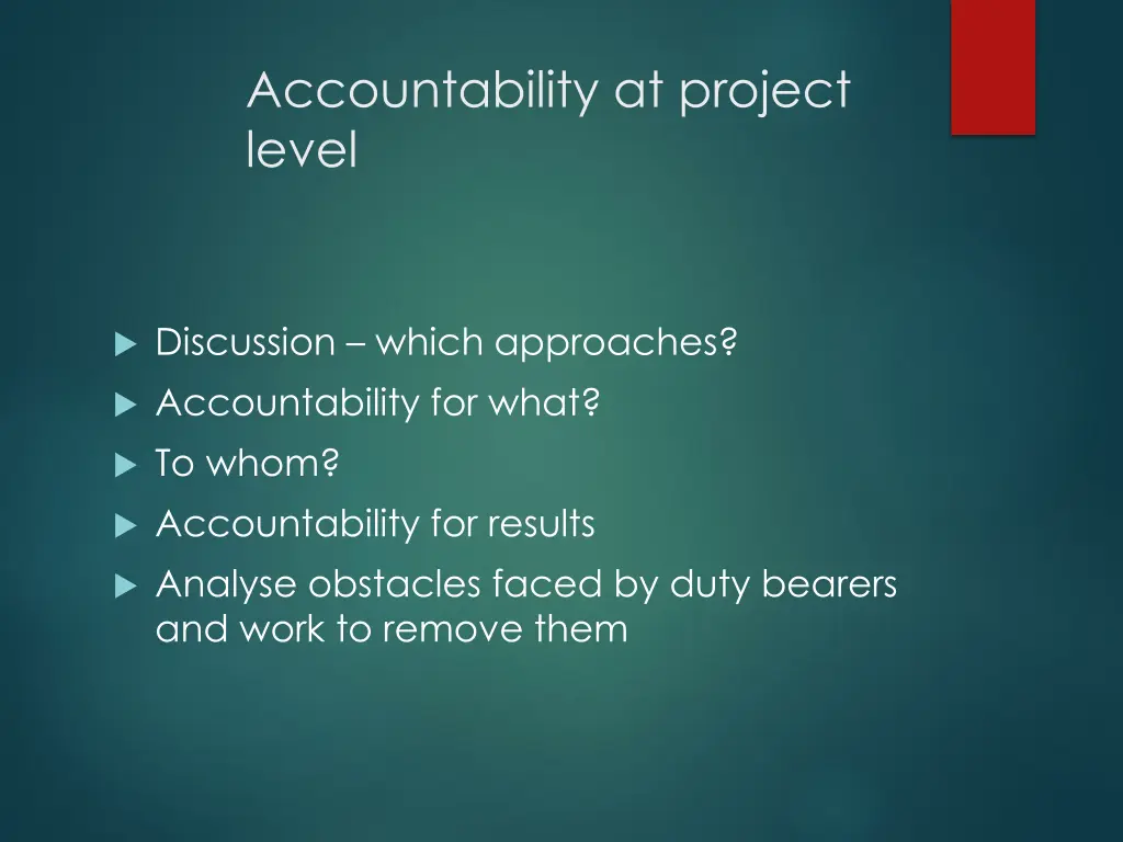 accountability at project level