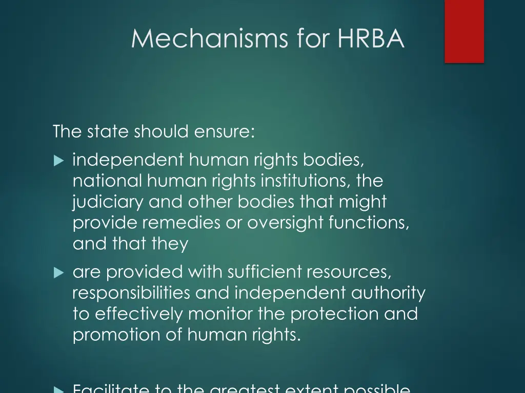 mechanisms for hrba