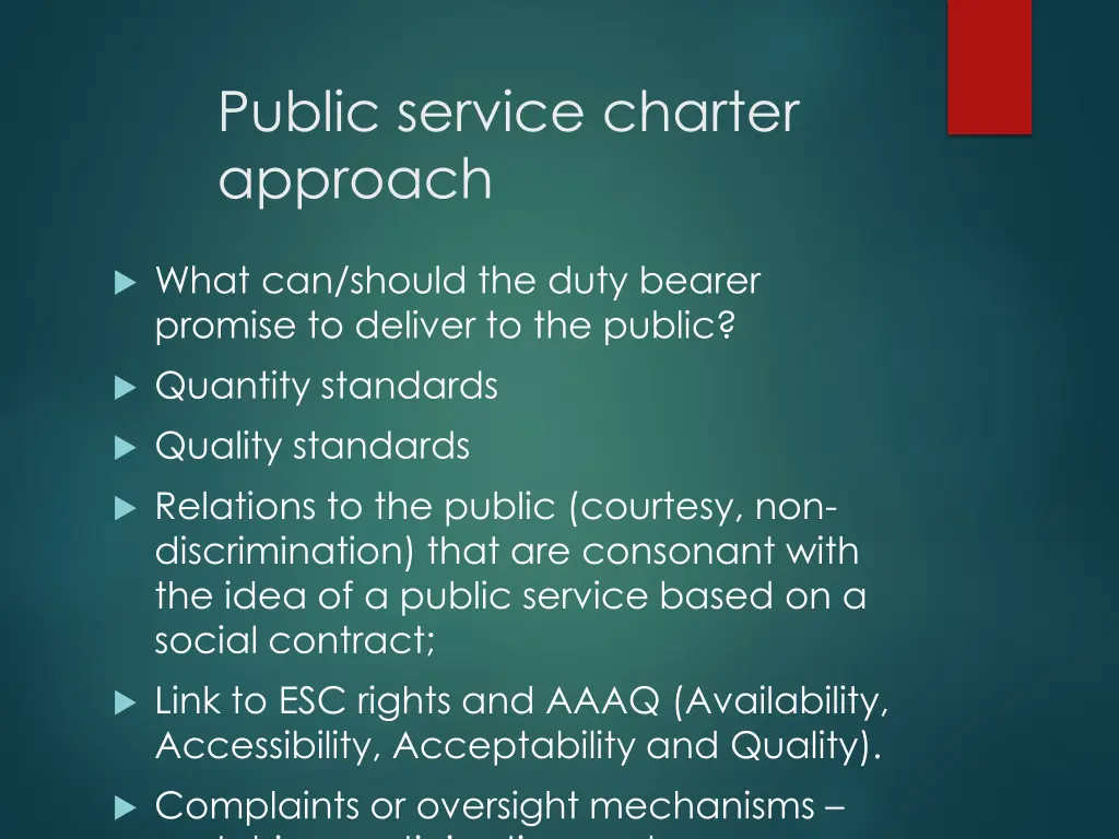 public service charter approach