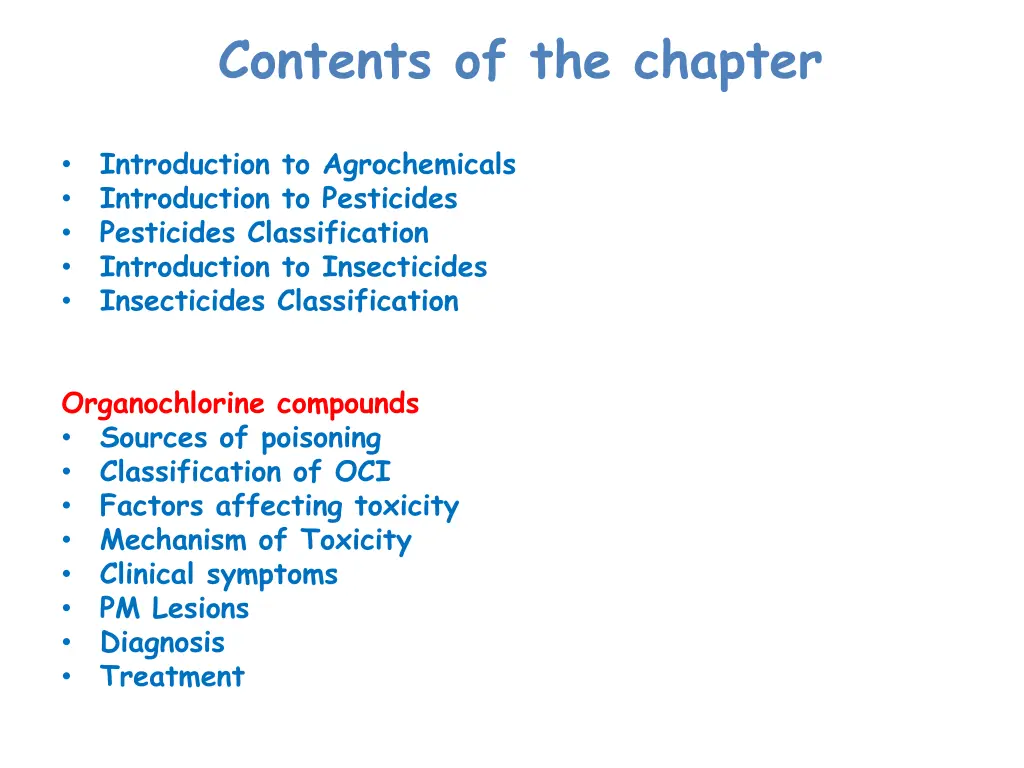 contents of the chapter