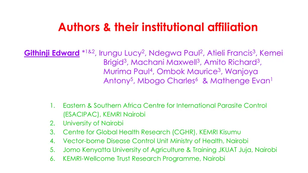 authors their institutional affiliation