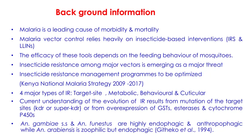 back ground information