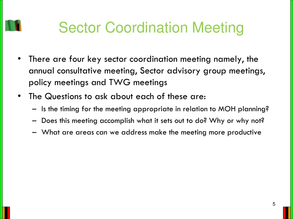 sector coordination meeting