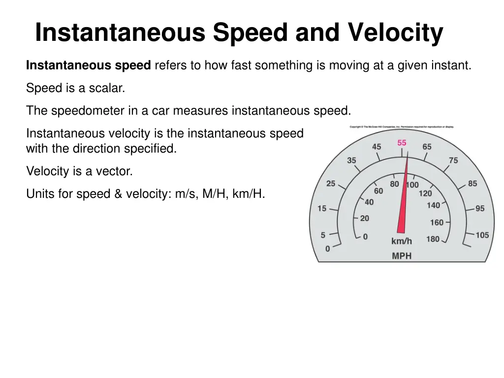 instantaneous speed and velocity