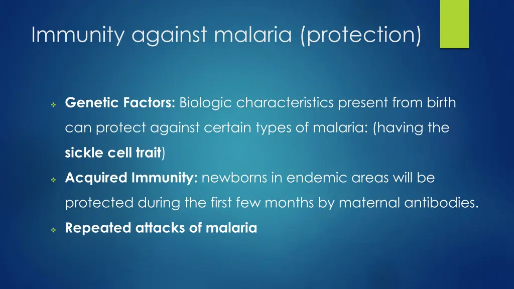 immunity against malaria protection
