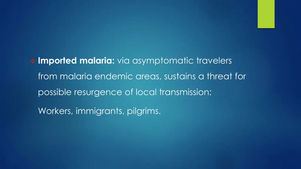 imported malaria via asymptomatic travelers