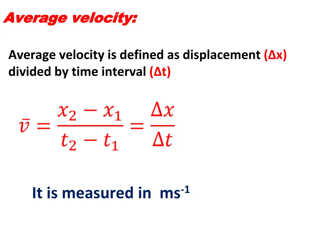 average velocity average velocity
