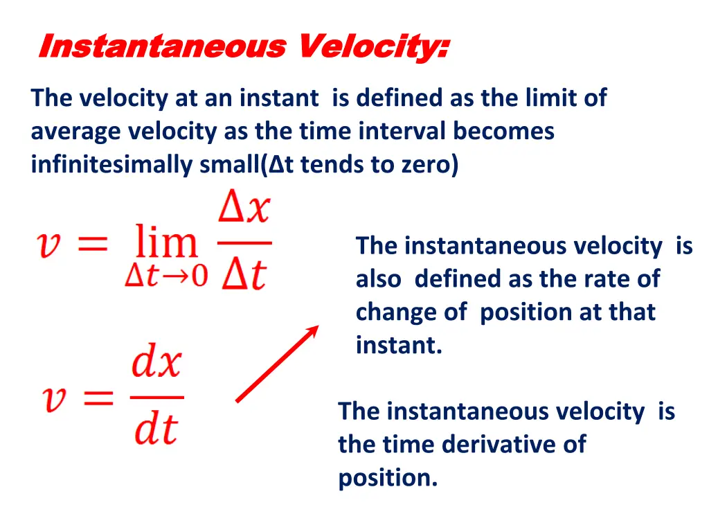 instantaneous velocity instantaneous velocity
