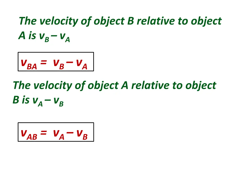 the velocity of object b relative to object