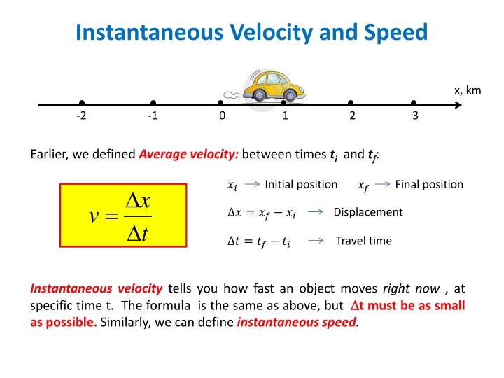 instantaneous velocity and speed