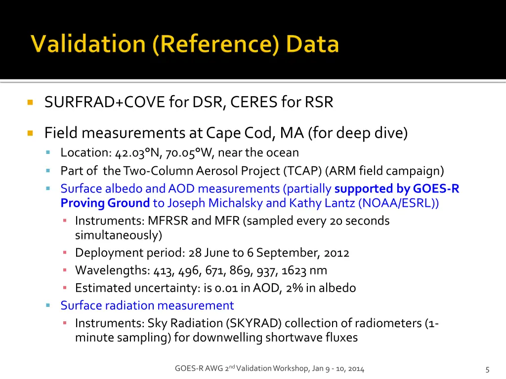 surfrad cove for dsr ceres for rsr