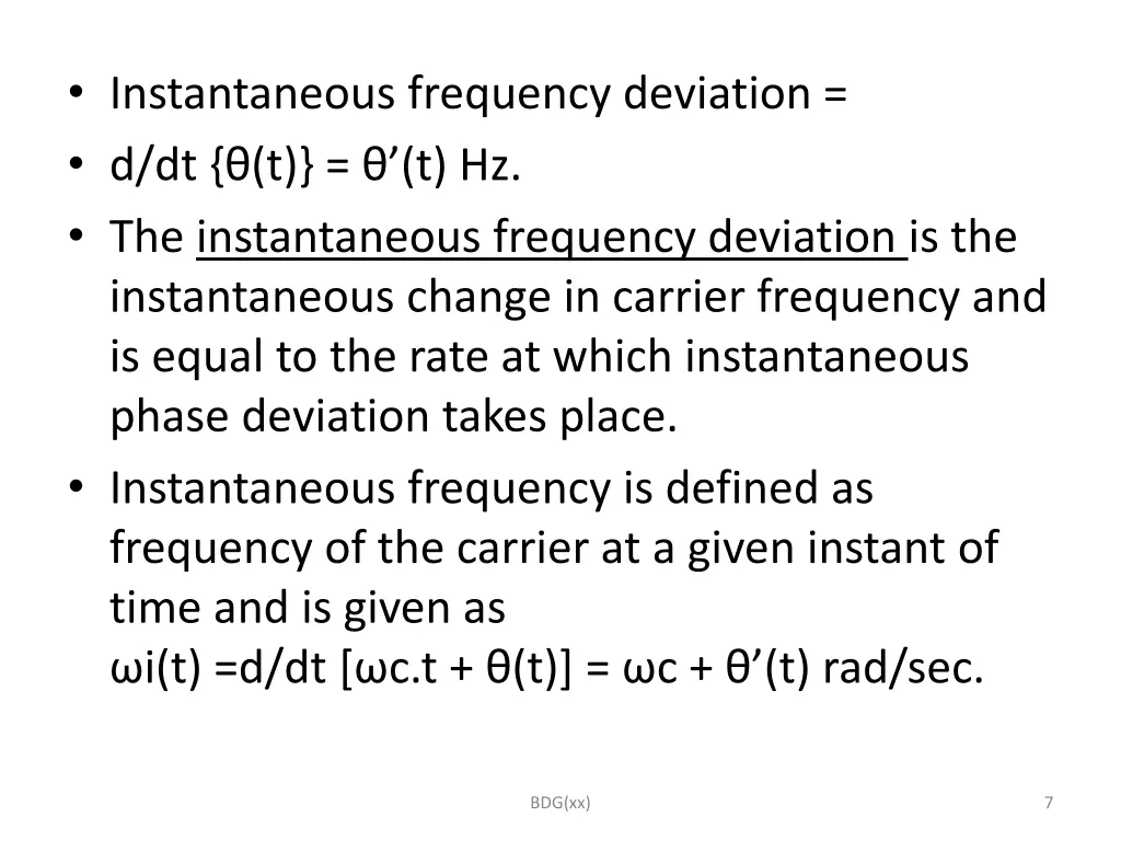 instantaneous frequency deviation