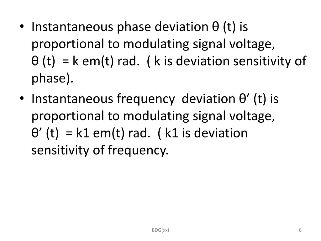 instantaneous phase deviation t is proportional