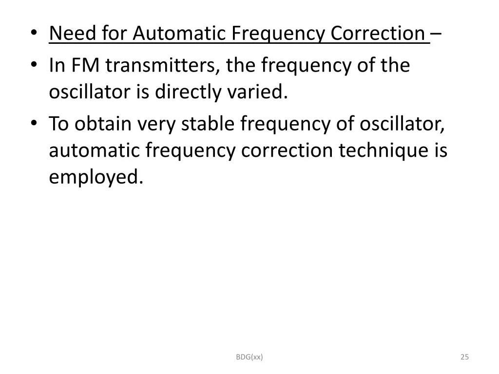 need for automatic frequency correction