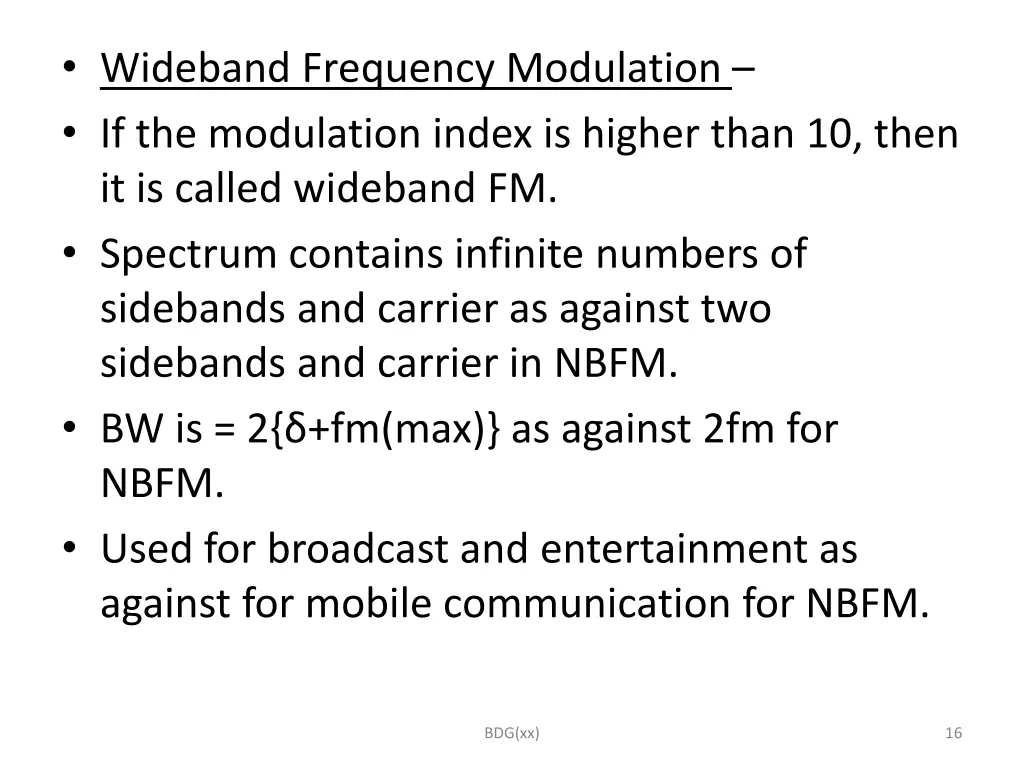 wideband frequency modulation if the modulation