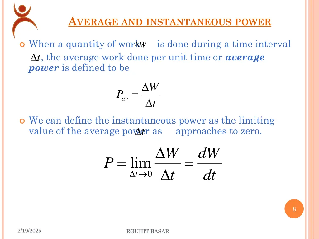 a verage and instantaneous power