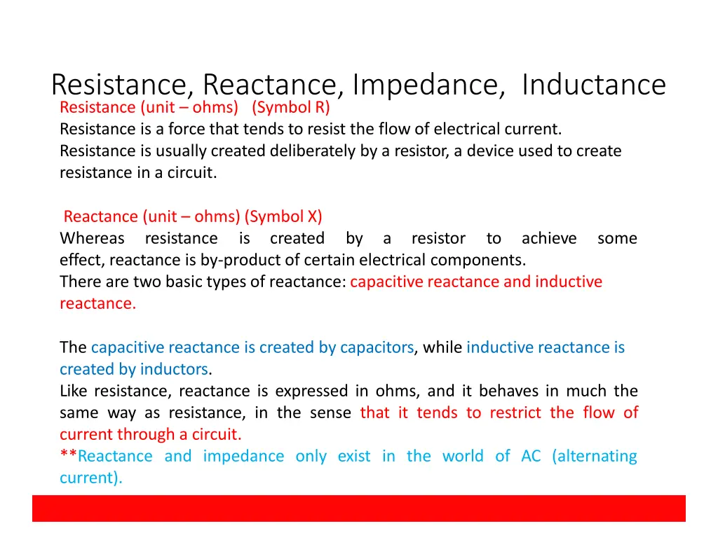 resistance reactance impedance inductance