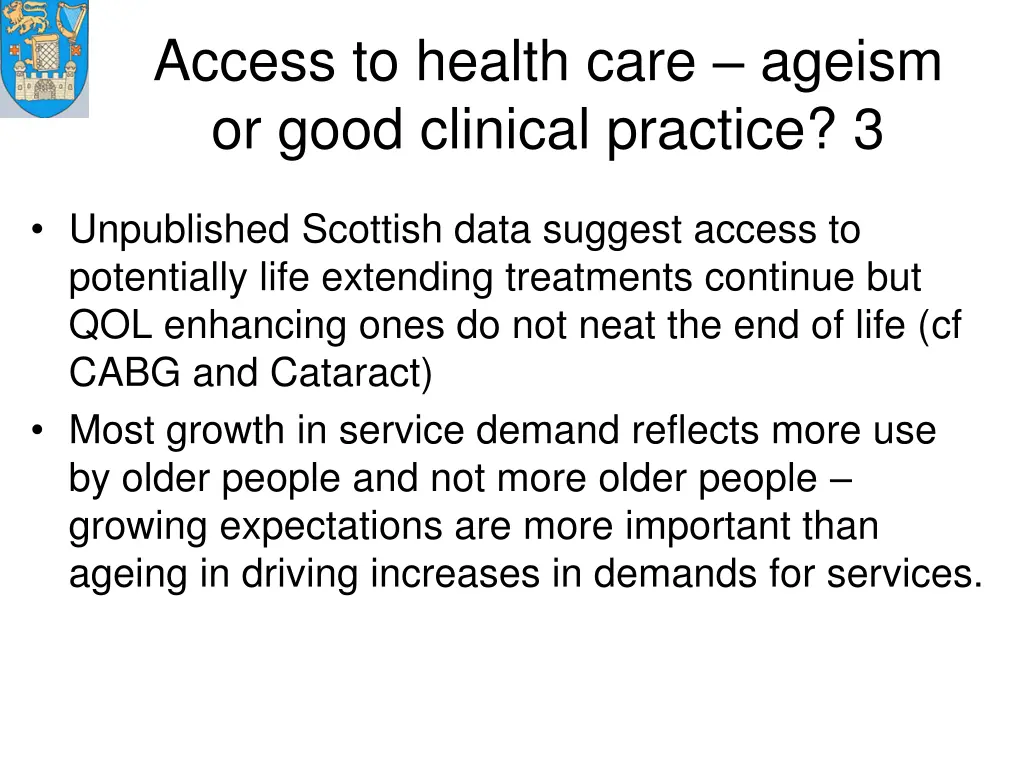 access to health care ageism or good clinical 2