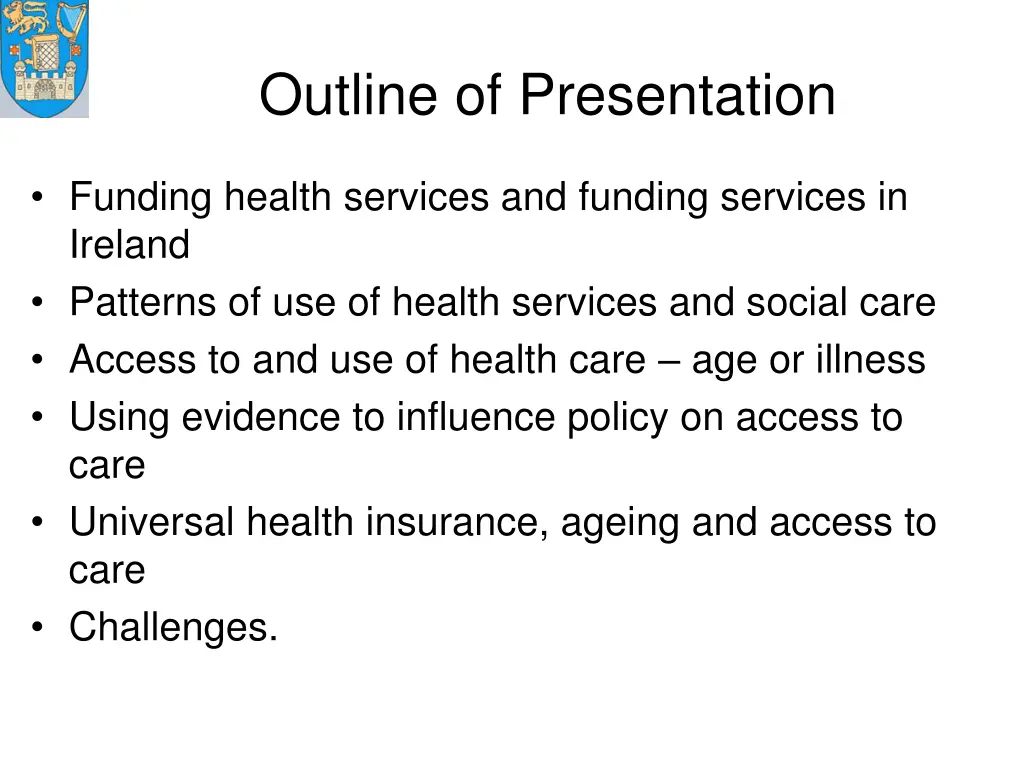 outline of presentation
