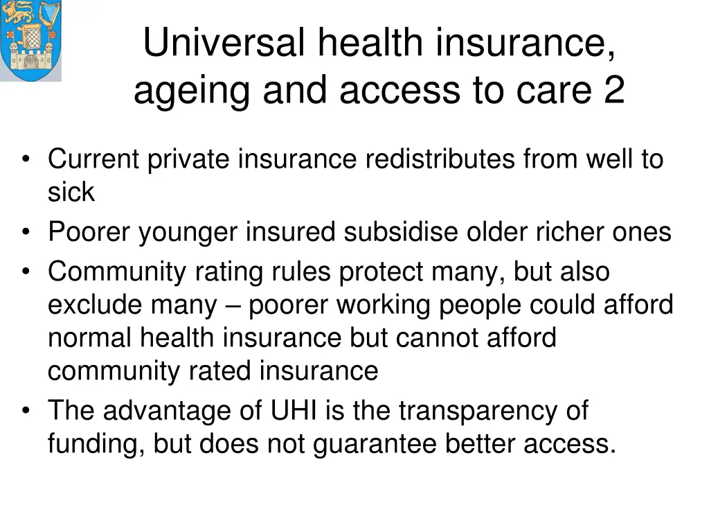 universal health insurance ageing and access 1