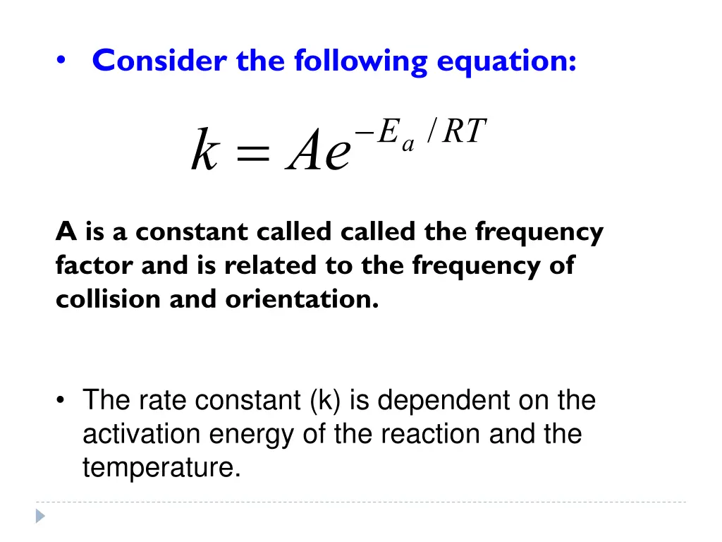 consider the following equation k ae e a rt