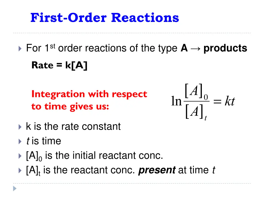 first order reactions