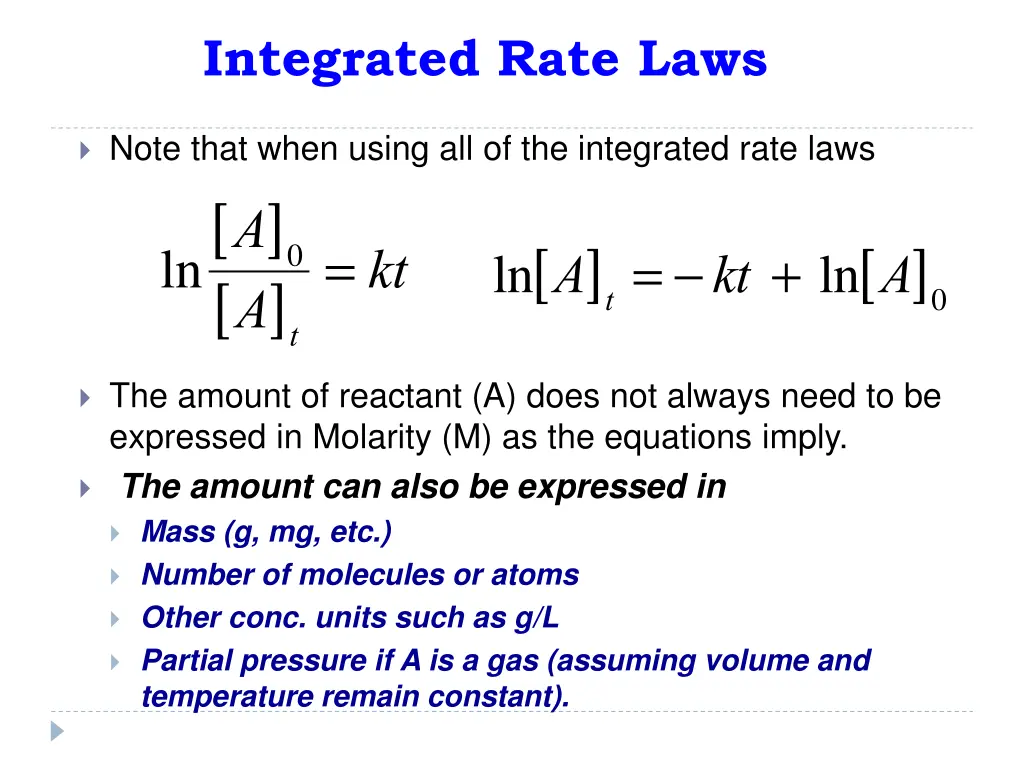 integrated rate laws