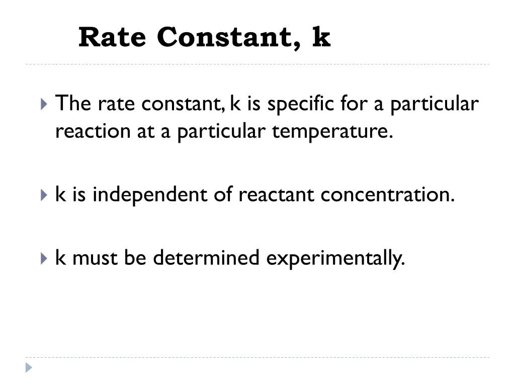 rate constant k
