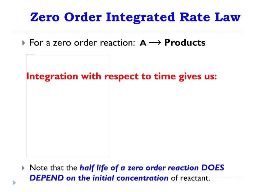 zero order integrated rate law