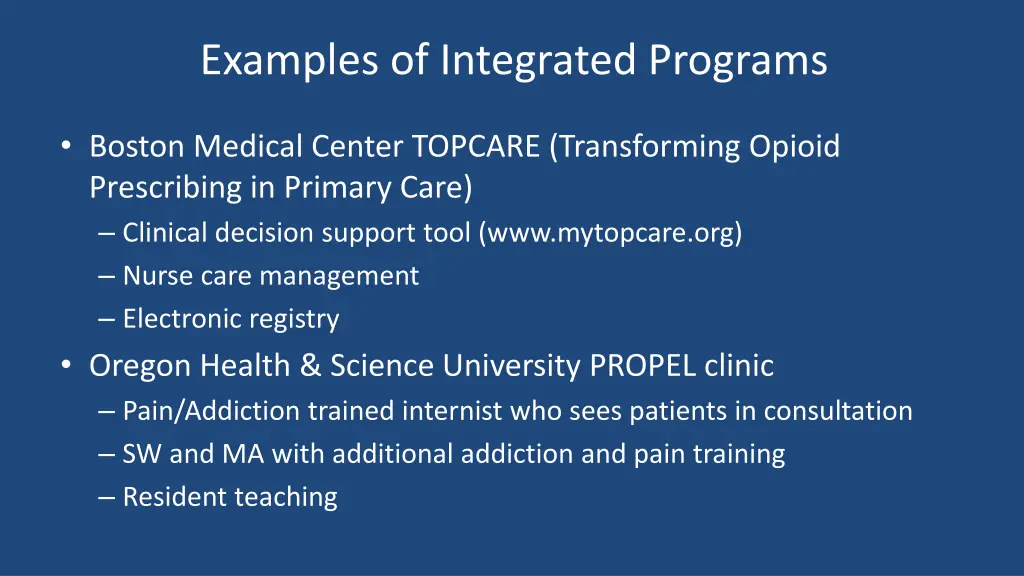 examples of integrated programs