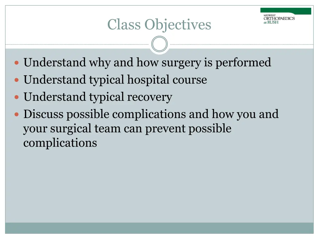 class objectives