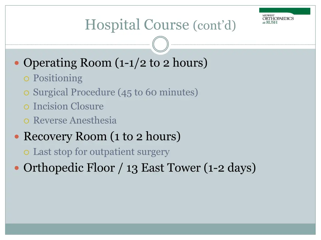 hospital course cont d