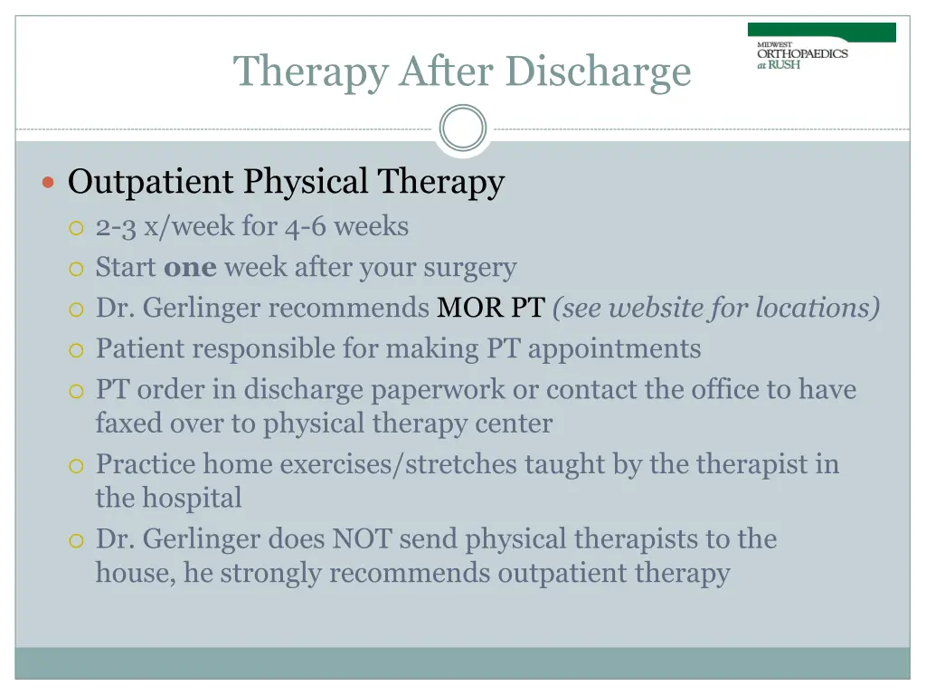 therapy after discharge
