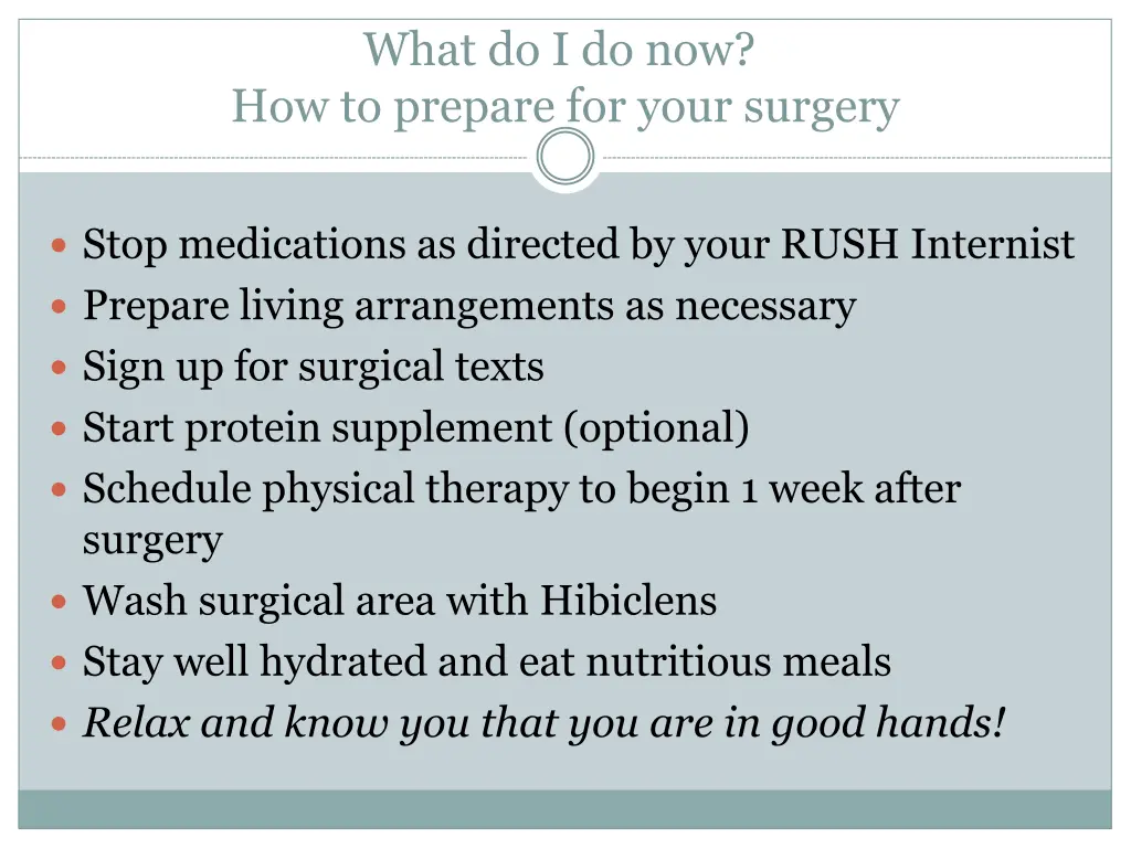 what do i do now how to prepare for your surgery