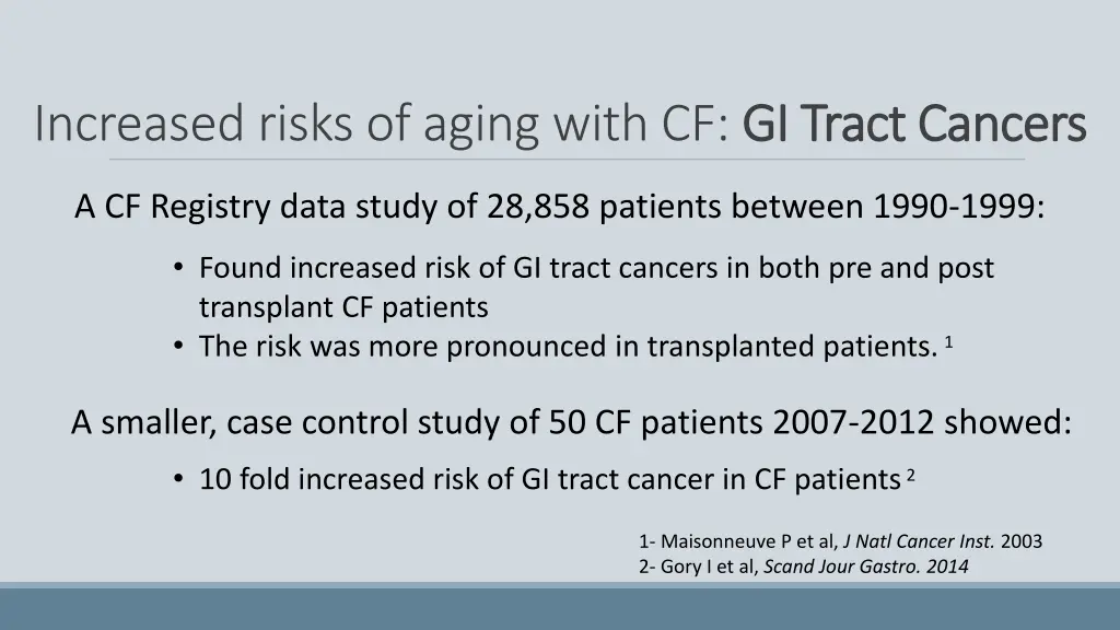 increased risks of aging with cf gi tract cancers 1