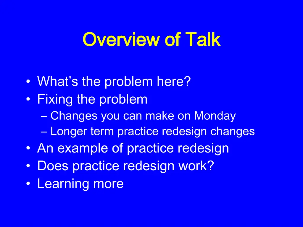 overview of talk overview of talk