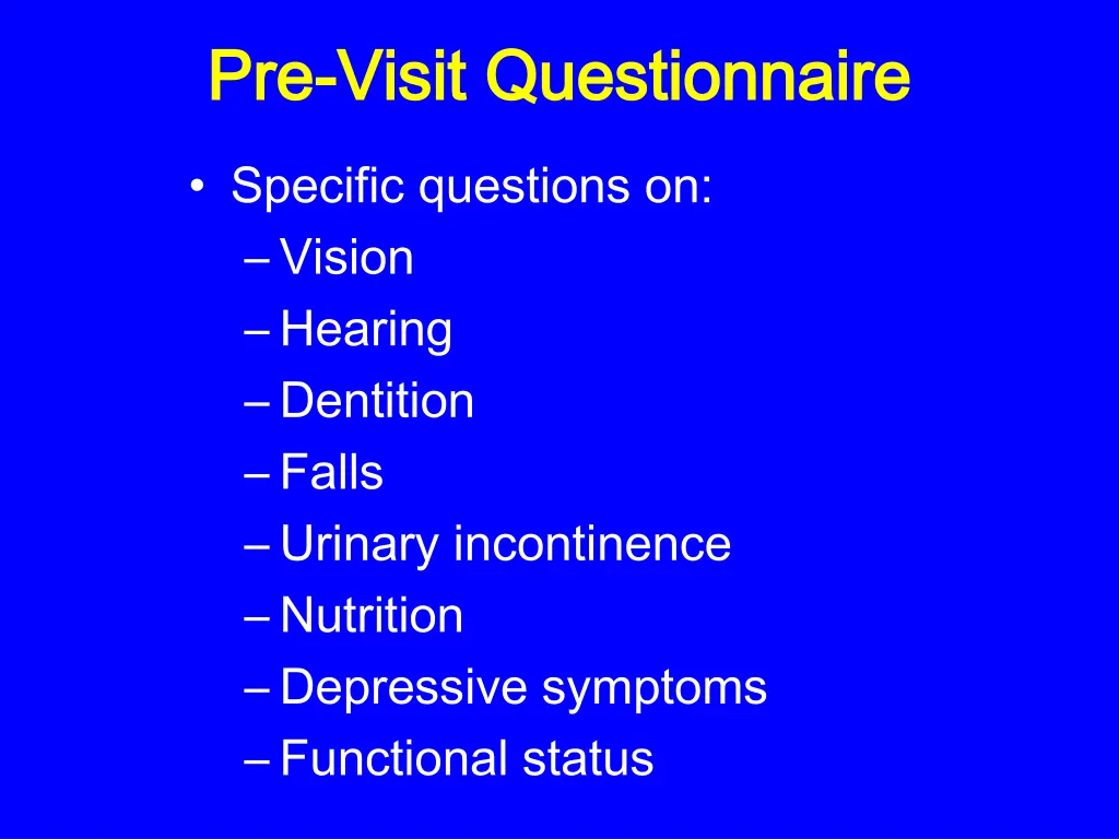 pre pre visit questionnaire visit questionnaire 1
