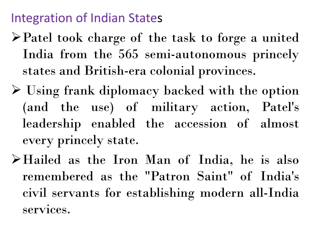 integration of indian states patel took charge