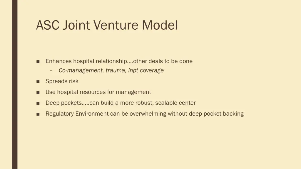 asc joint venture model