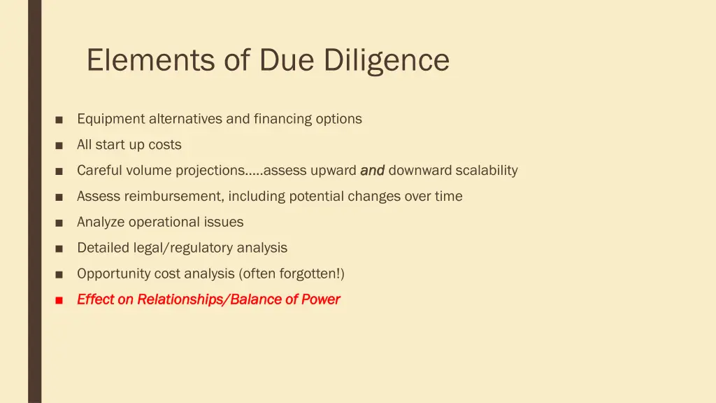elements of due diligence