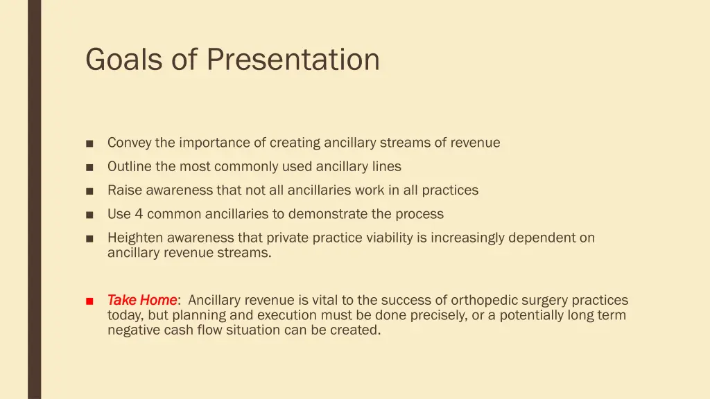 goals of presentation