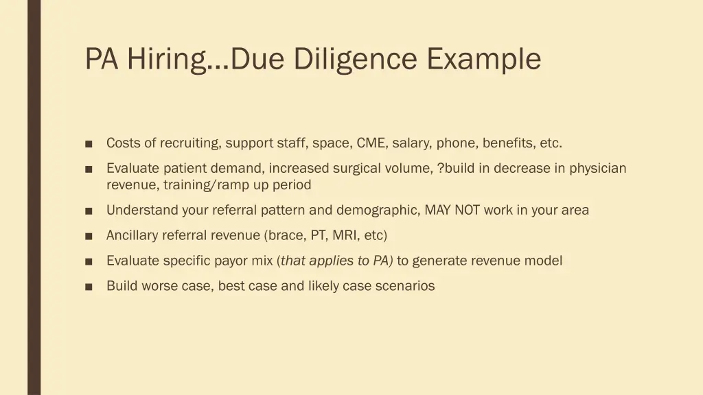 pa hiring due diligence example