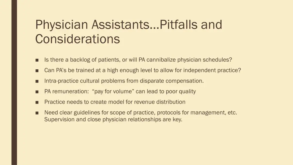 physician assistants pitfalls and considerations