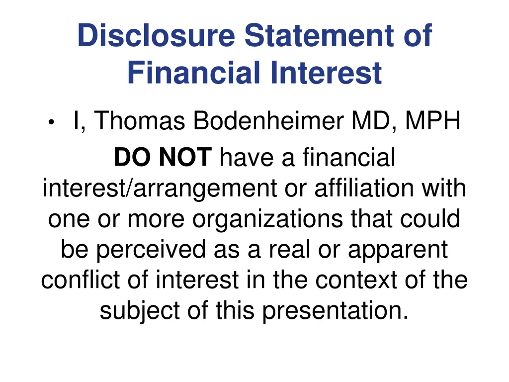 disclosure statement of financial interest