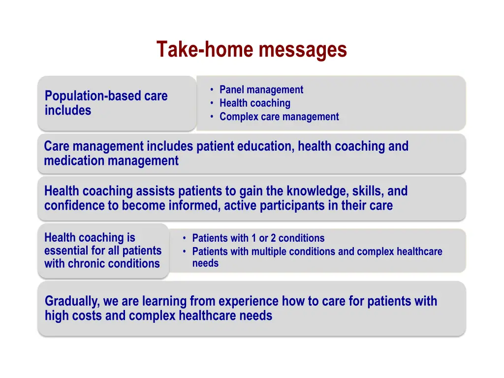 take home messages