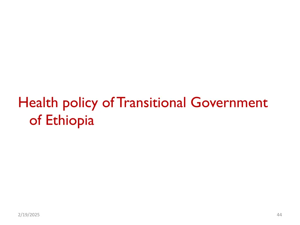 health policy of transitional government