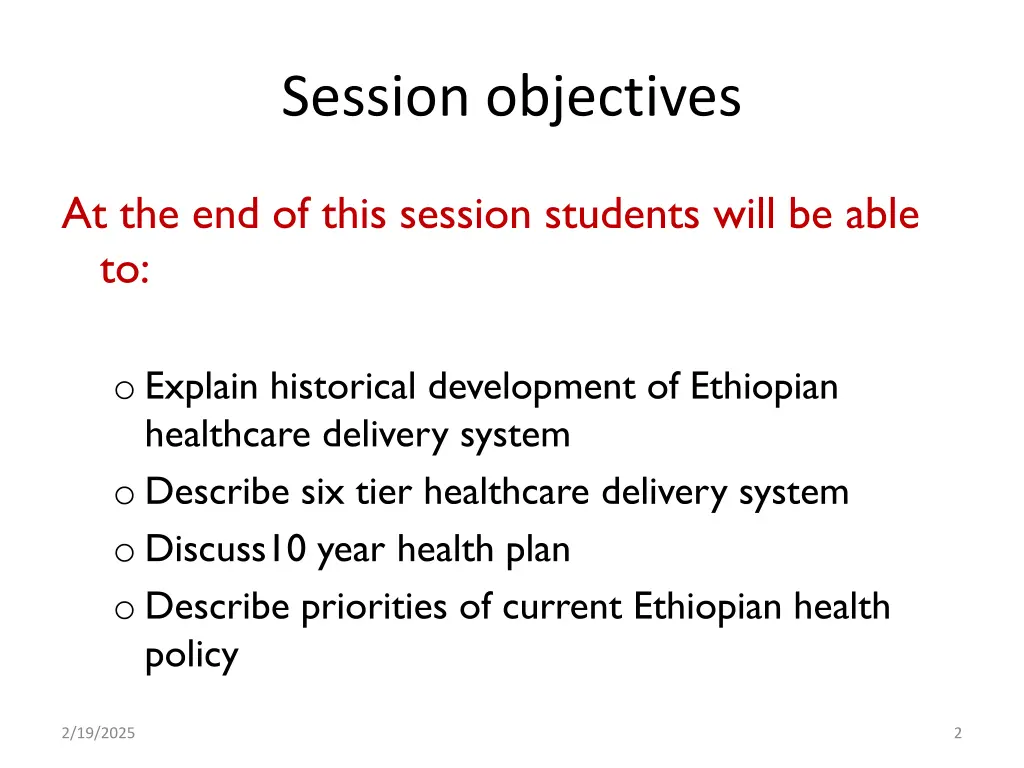 session objectives