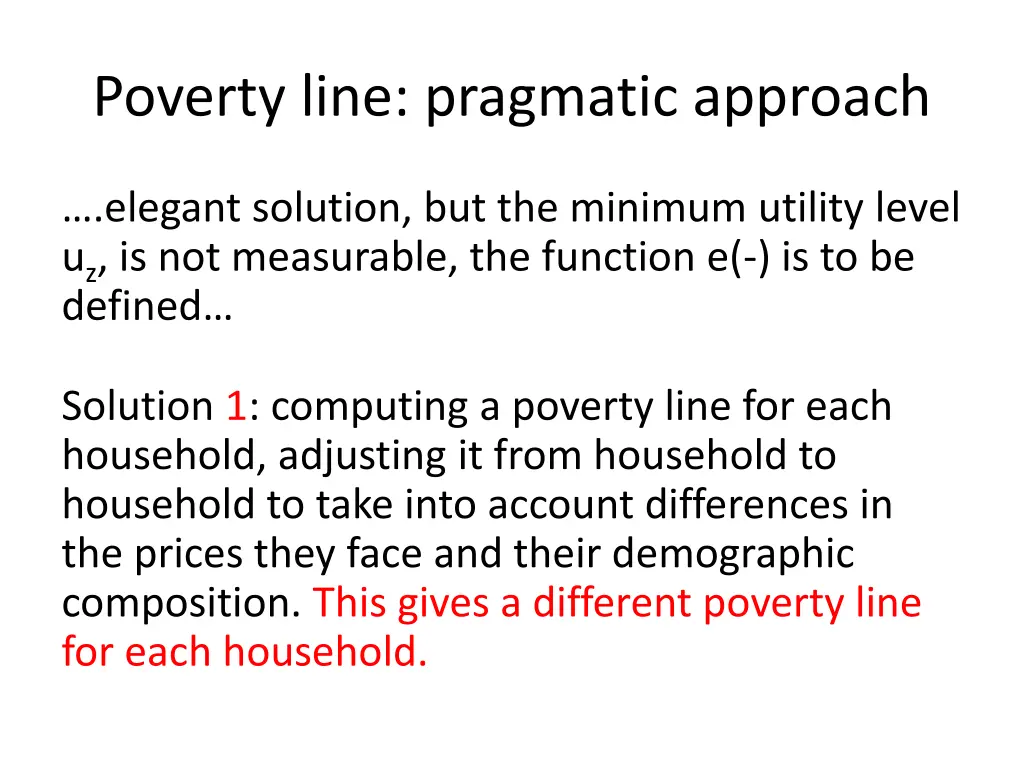 poverty line pragmatic approach