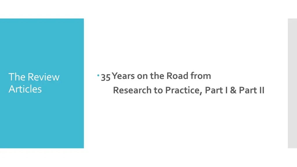 35 years on the road from research to practice